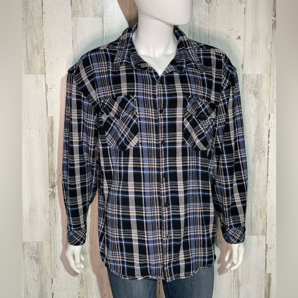 Workwear Flannel 2XL | Heavy Flannel | Men’s Button Down | Blue Plaid
